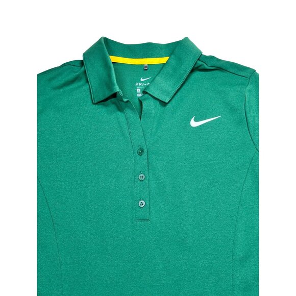 Nike Polo Shirt Womens Large Pine Green Yellow Dri-FIT Athletic Golf DX6950-302 - Picture 3 of 8